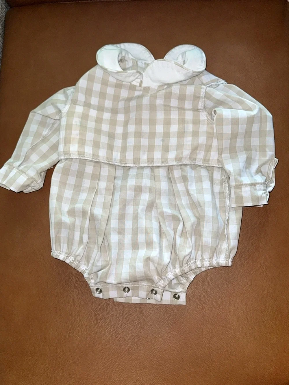 NWOT Stitchy Fish Noah’s Ark Smocked Safari Bubble Gingham Long Sleeve Size: 3M